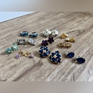 Vintage clip on earrings metal with gems granny grandma grandmacore glam dressup